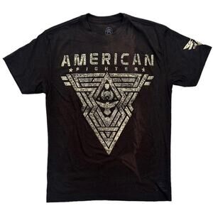 American Fighter Men's T-Shirt Brown Black Dip Dye Gold Puff Print Elmore Tee